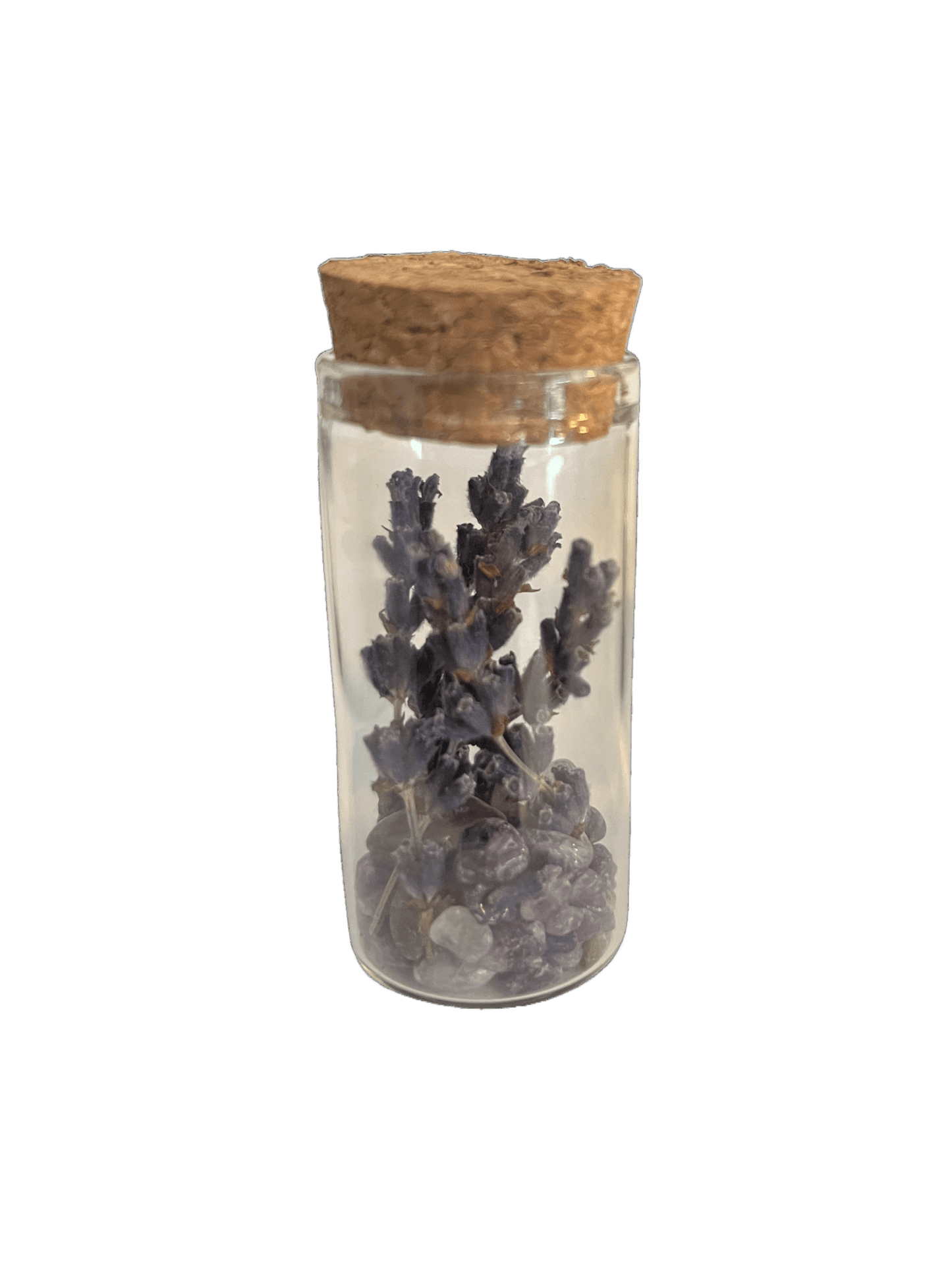Set of 5 Glass Tubes with Gems and Dried Flowers - Só Verde