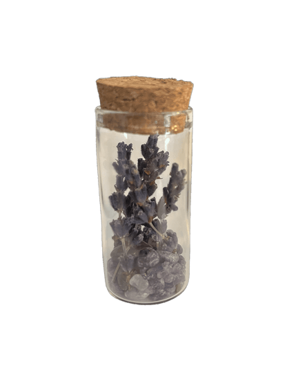 Set of 5 Glass Tubes with Gems and Dried Flowers - Só Verde