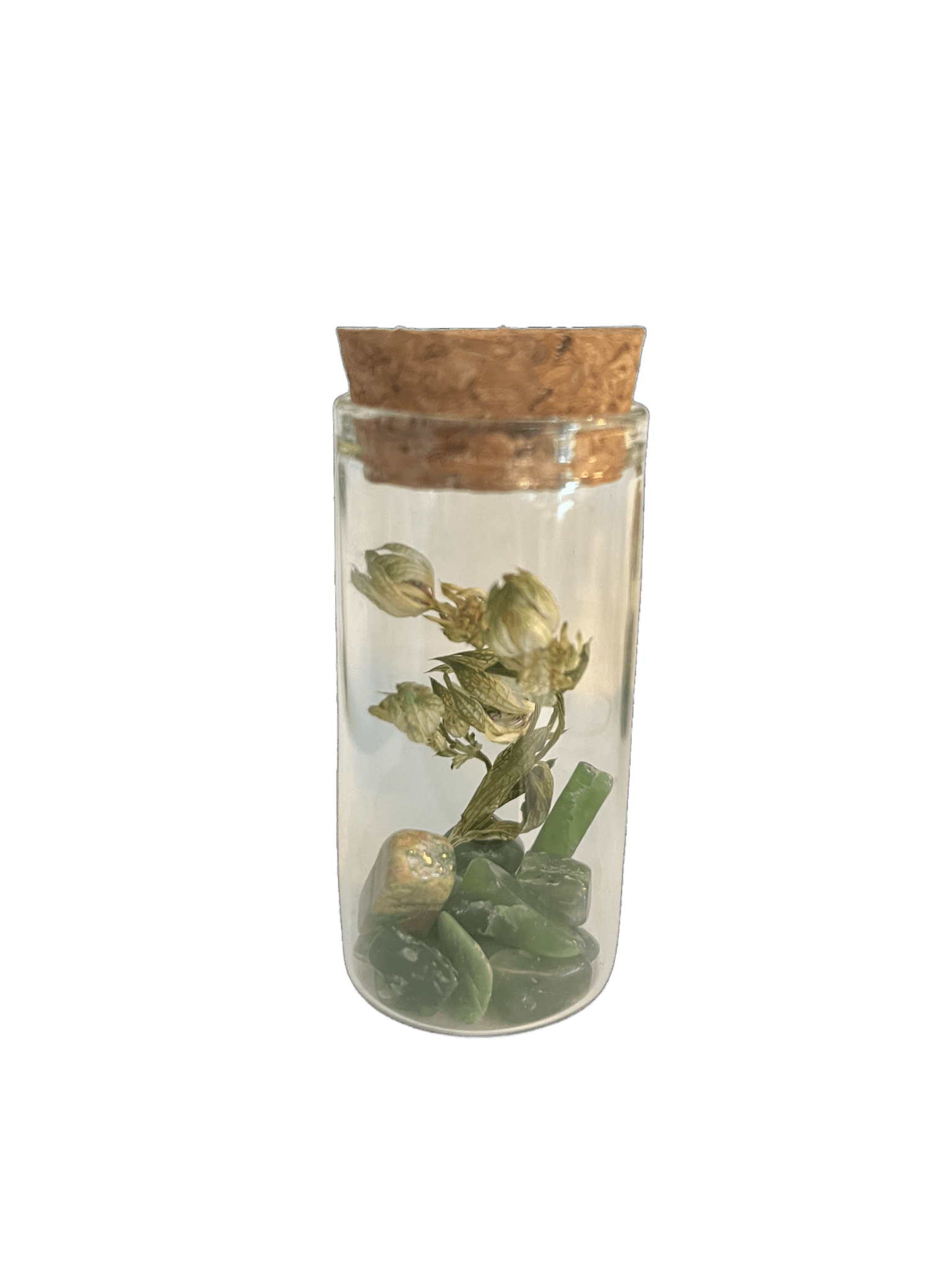 Set of 5 Glass Tubes with Gems and Dried Flowers - Só Verde
