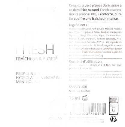 Toothpaste Propolis & Menthol - Só Verde
