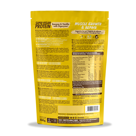 Iswari Super Vegan Protein Biológica – Banana e Baunilha 400 G